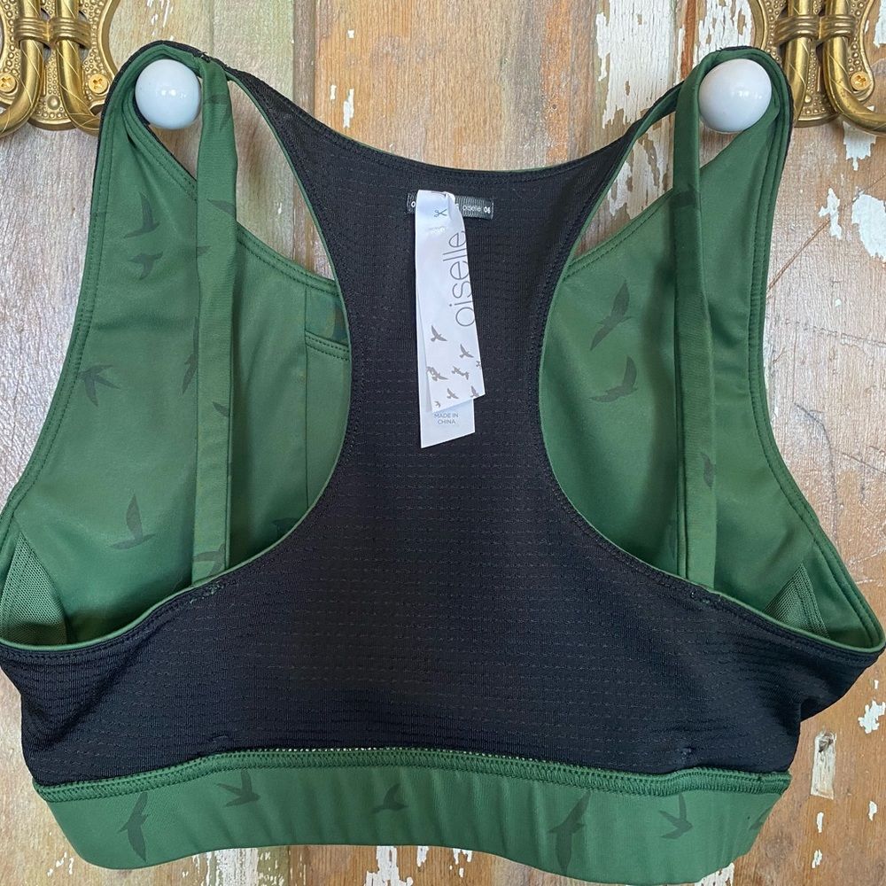 Oiselle ‘Pockito’ Moss Green Sports Bra Wings-Out🪽 - Picture 10 of 12